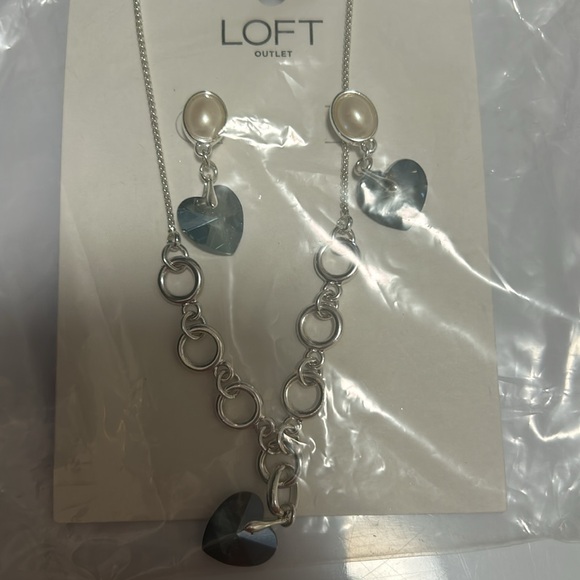 Earring and necklace set - blue heart gems - Picture 2 of 3